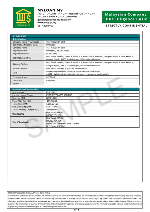 Malaysian Company Due Diligence Basic Report (Without Director Consent) - Image 2