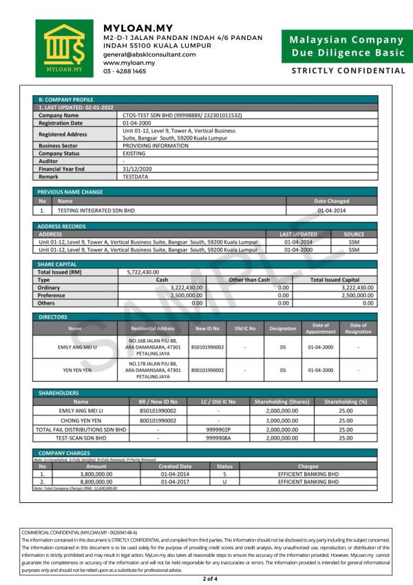 Malaysian Company Due Diligence Basic Report (Without Director Consent) - Image 3